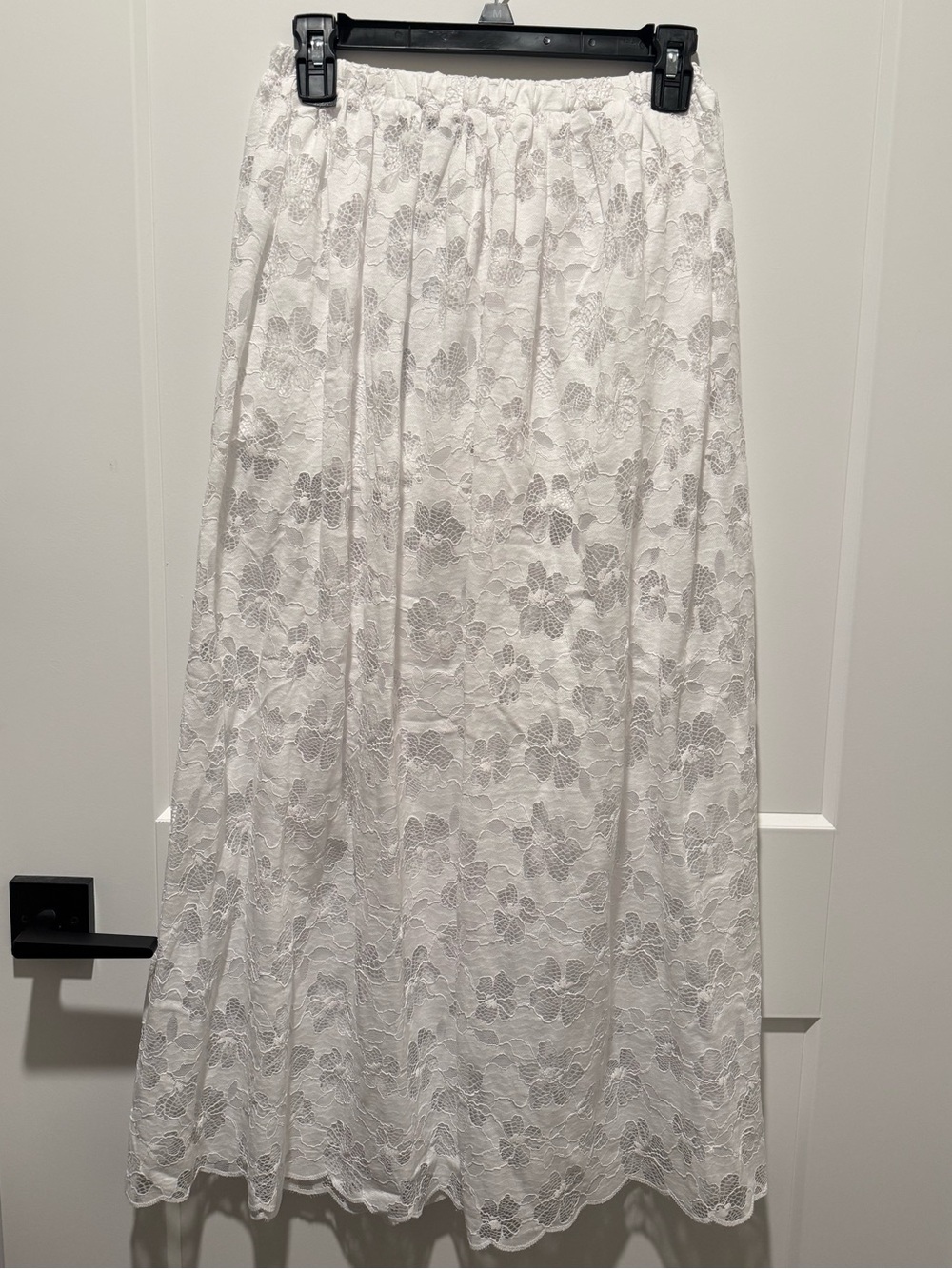 White Floral Lace Maxi Skirt